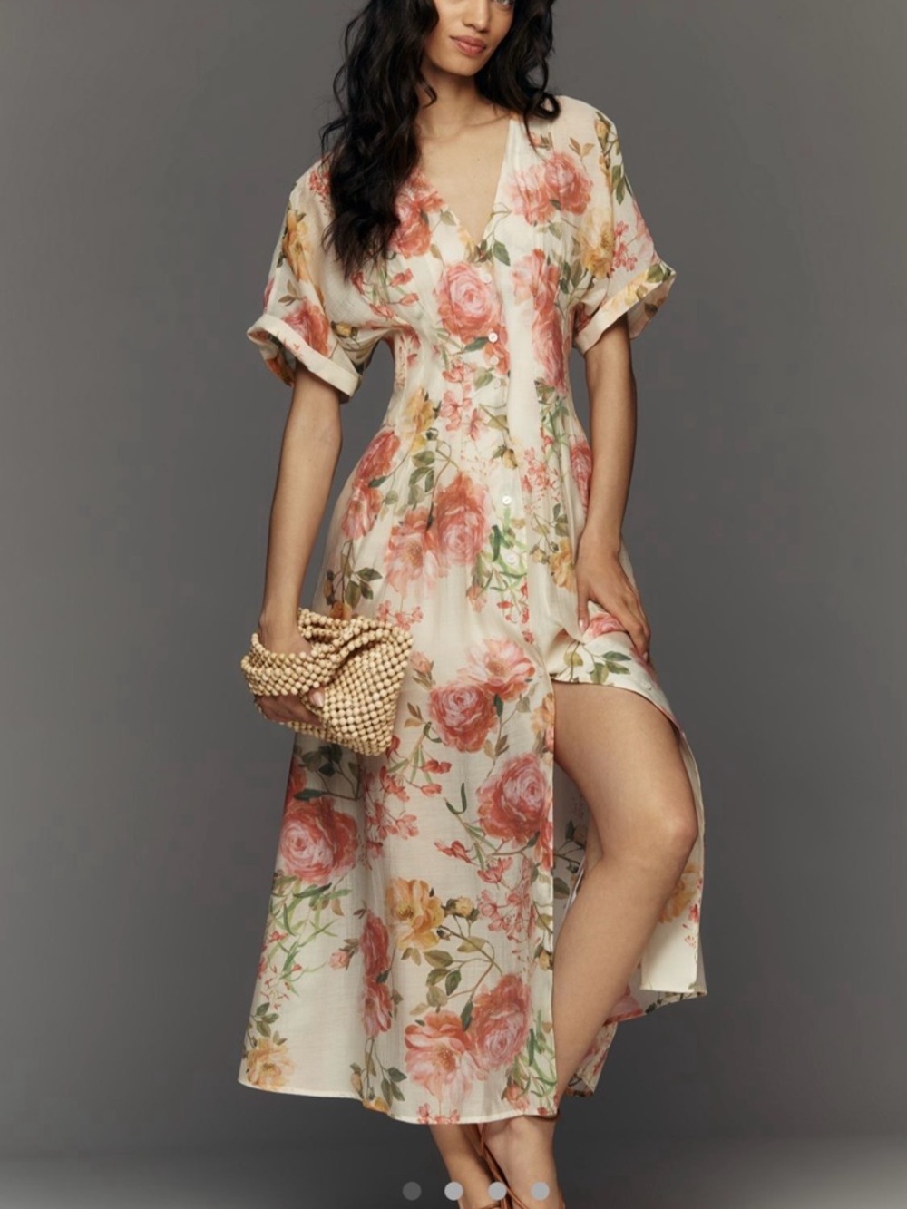 NWT Anthropologie Equise Tobi Ivory Floral Maxi Dress SZ SMALL